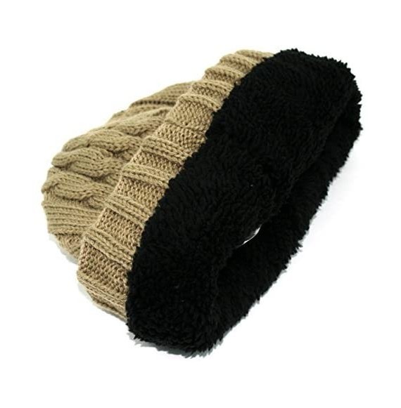 Skullies & Beanies Trendy Winter Warm Soft Beanie Cable Knitted Hat Cap For Women - Khaki - CP127H05YKD