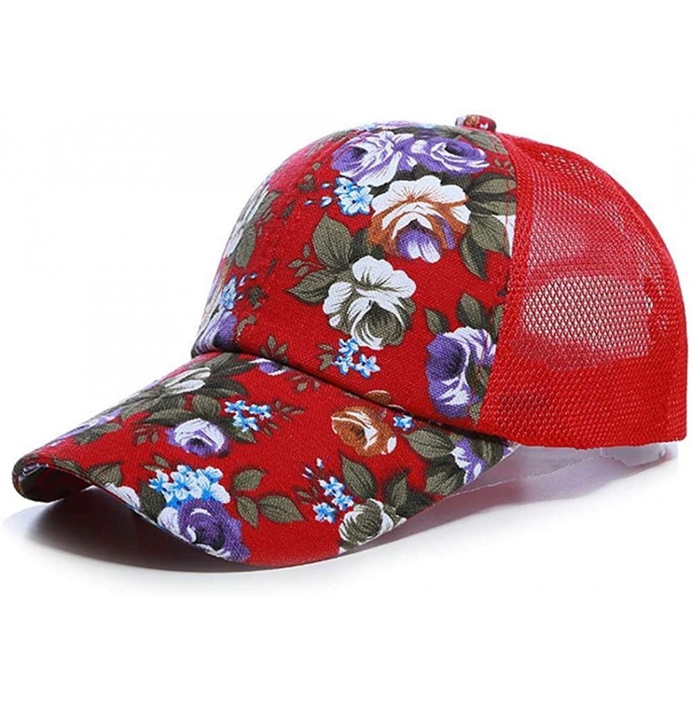 Baseball Caps Unisex Casual Floral Headwear Stretchy Soft Hats Comfort Baseball Cap Baseball Caps - Red - CR18QE3ZHLA