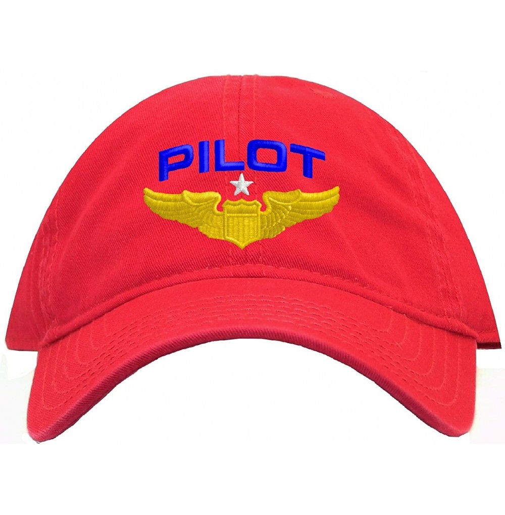 Baseball Caps Pilot with Wings Low Profile Baseball Cap - Red - CK12K01RLF7