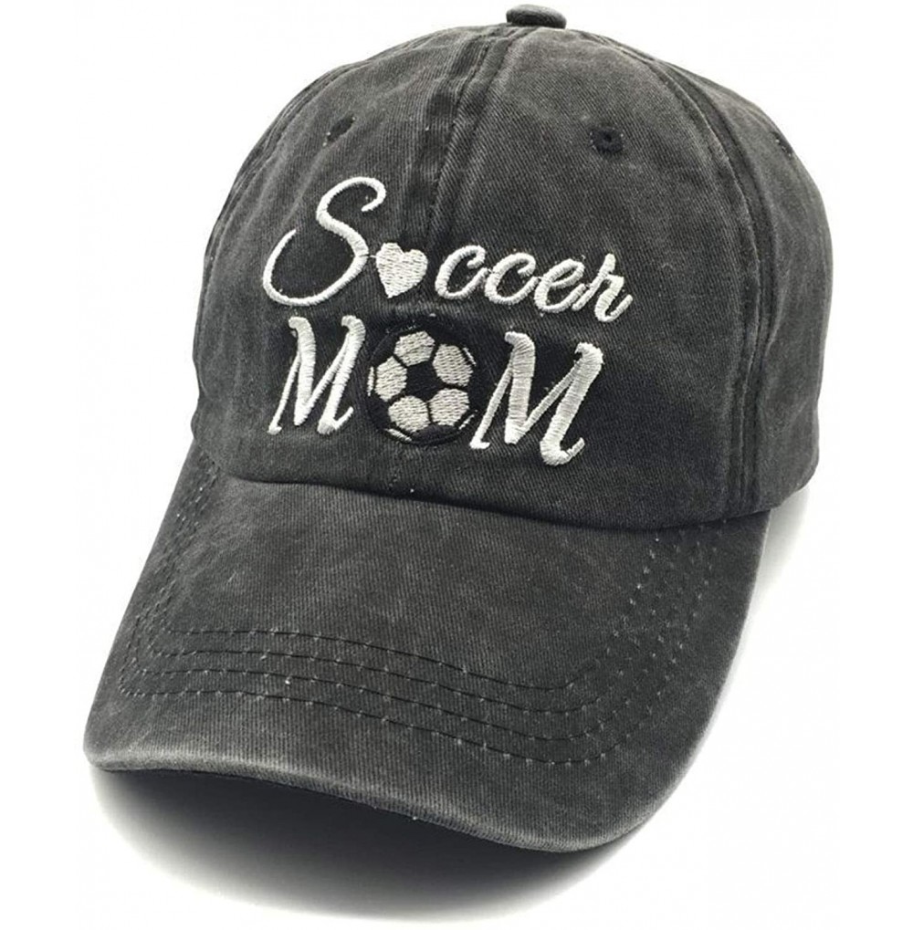 Baseball Caps Women's Embroidered Soccer Mom Adjustable Dad Hat Vintage Washed Cotton Cap - Black - CE18RHZECLI