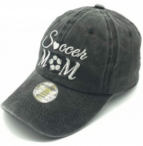 Baseball Caps Women's Embroidered Soccer Mom Adjustable Dad Hat Vintage Washed Cotton Cap - Black - CE18RHZECLI