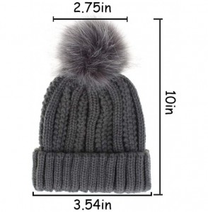 Skullies & Beanies Womens Winter Knitted Beanie Hat with Faux Fur Pom Warm Knit Skull Cap Beanie for Women Beanie Chunky Bagg...