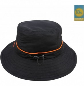 Sun Hats Taslon UV Bucket Cap with Orange Piping - Black With Red Piping - C811LV4GO83