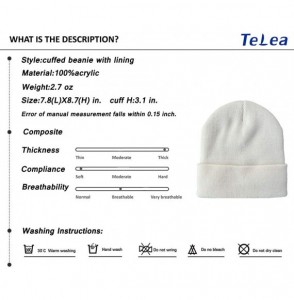 Skullies & Beanies 100% Acrylic Winter Cuffed Beanie with Soft Lining Adult Size for Men and Women - Off-white - CH18K2KOMAG