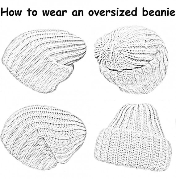 Skullies & Beanies Slouchy Beanie Oversized Warm Winter Dreadlock Hat for Women Knit Beanie for Men - Ivory - CG18YN9EK05