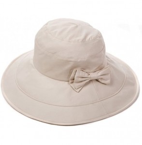Sun Hats Womens UPF50 Cotton Packable Sun Hats w/Chin Cord Wide Brim Stylish 54-60CM - 69038_beige - CQ19644U59K