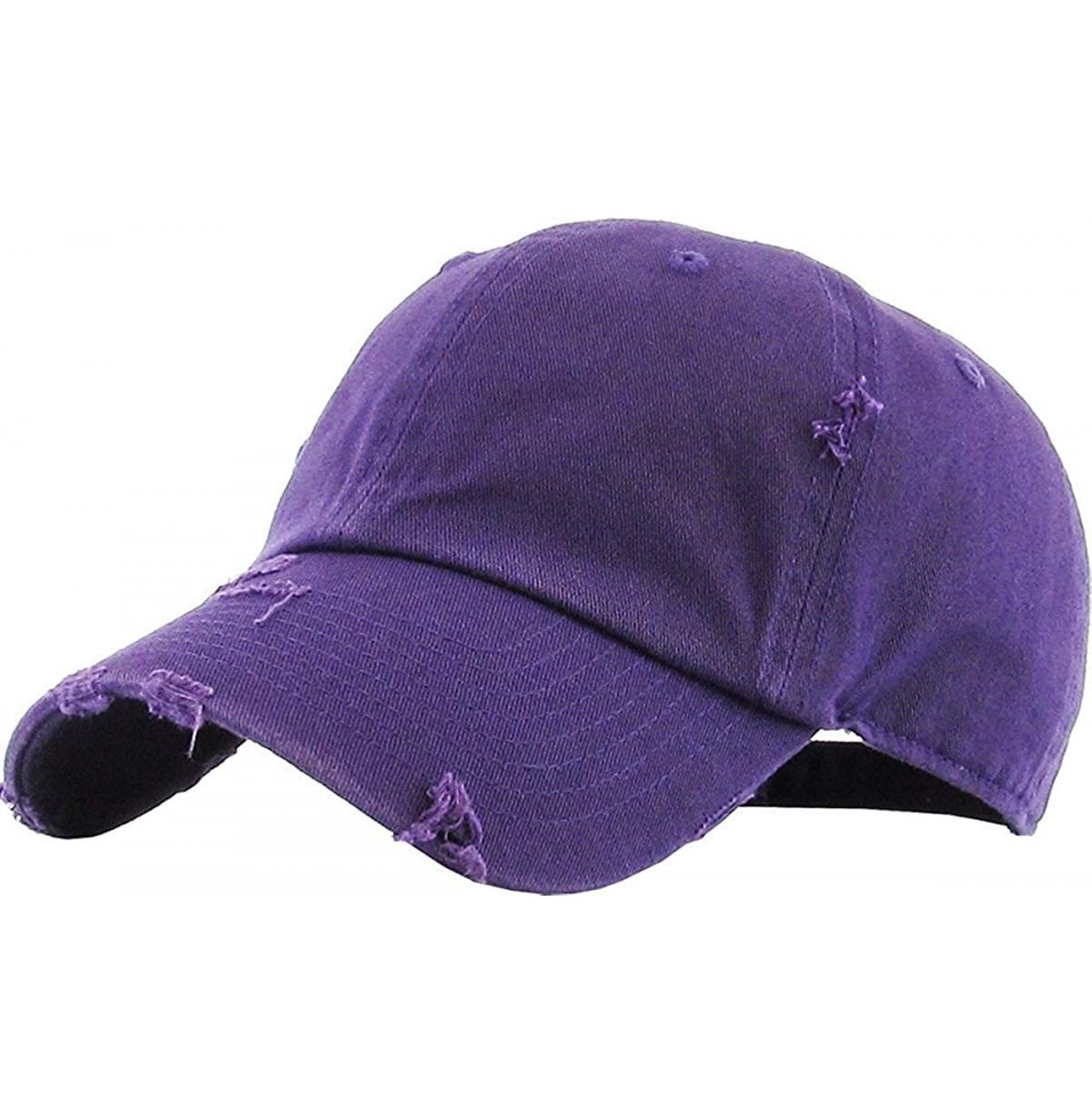 Baseball Caps Dad Hat Adjustable Unstructured Polo Style Low Profile Baseball Cap - Distressed Purple - C3196LKAR7T
