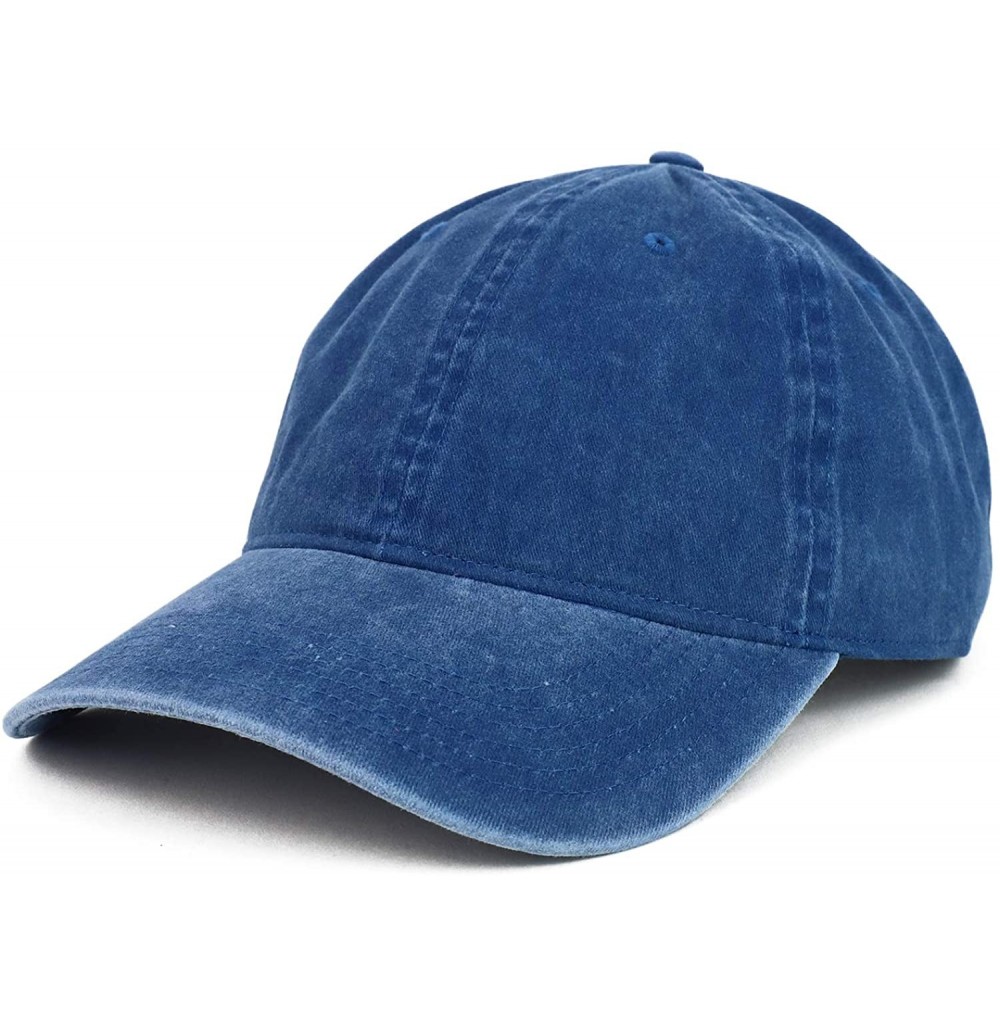Baseball Caps XXL Oversize Big Washed Cotton Pigment Dyed Unstructured Baseball Cap - Navy - CY18I5YR7UI