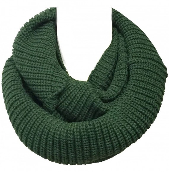Skullies & Beanies Winter Warm Knitted Infinity Scarf and Beanie Hat - Hunter Green_1 - C818ZTXGGAI