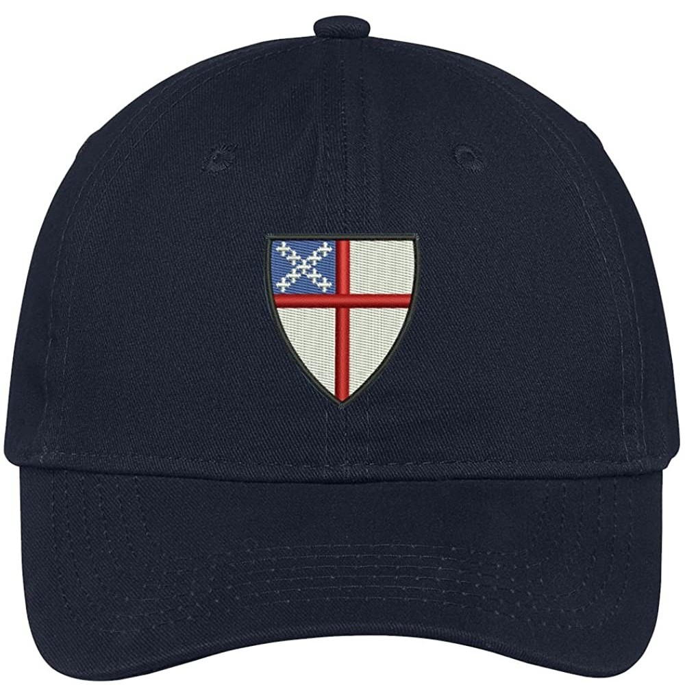 Baseball Caps Episcopal Shield Embroidered Cap Premium Cotton Dad Hat - Navy - CE1836CEK6O