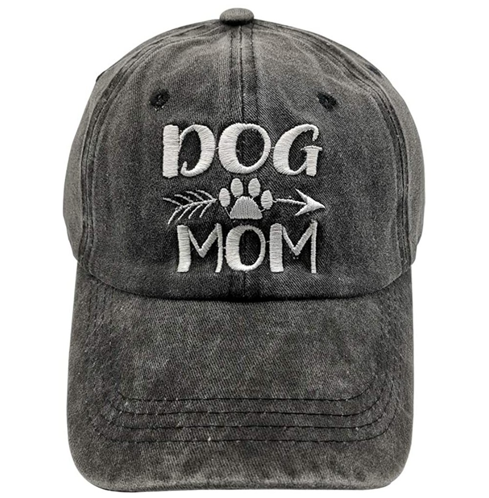 Baseball Caps Women's Embroideried Dog Mom Baseball Caps Adjustable Distressed Vintage Dad Hats - Black - C818T442DG7