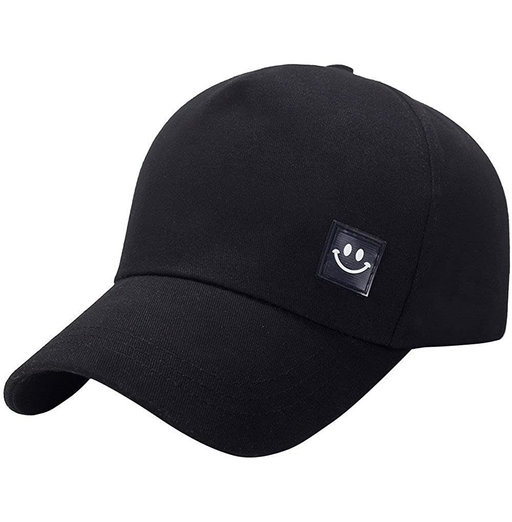 Cowboy Hats Summer Baseball Cap Smile Unisex Solid Color Hat Adjustable Hip-Hop Cap (Gray- One Size) - Black - CU18RLG7CT8
