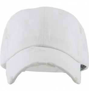 Baseball Caps Women's Adjustable Athletic Trucker Hat Mesh Baseball Cap Dad Hat - Solid Distressed - White - CA18O25RITH