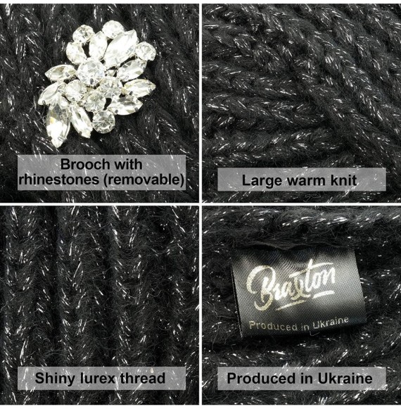 Skullies & Beanies Jewled Fashion Knit Turban Beanie - Boho Glitter Sparkly Muslim Hats for Women - Twisted Wool Cap - Black ...