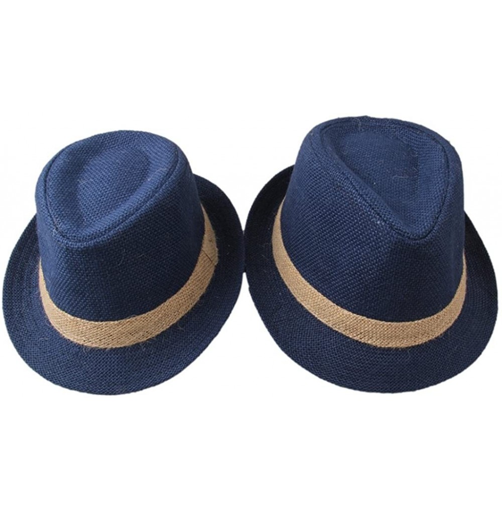Fedoras Parent&Child 2 Pcs Band Straw Fedoras Causl Sun Hat for Vacation - CQ124EXTNGH