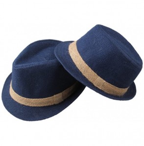 Fedoras Parent&Child 2 Pcs Band Straw Fedoras Causl Sun Hat for Vacation - CQ124EXTNGH