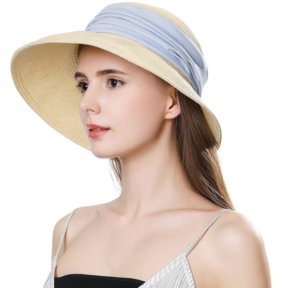 Sun Hats Womens UPF 50 Straw Sun Hat Floppy Wide Brim Fashion Beach Accessories Packable & Adjustable - 00777beige - CA193H835C3