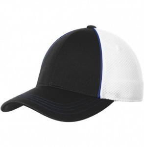 Baseball Caps Piped Mesh Back Cap. STC29 - True Royal/Black/White - C217YDZUU6U