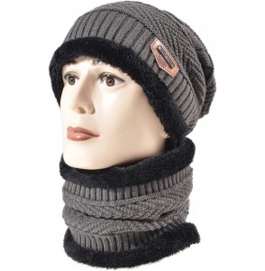 Skullies & Beanies Styles Oversized Winter Extremely Slouchy - Jb Grey Hat&scarf Set - C518ZZL6EY2