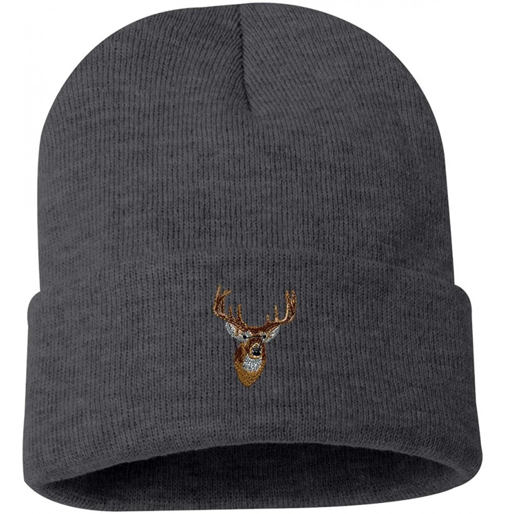 Skullies & Beanies Whitetail Deer Head Custom Personalized Embroidery Embroidered Beanie - Gray - CV12NFHRKU6