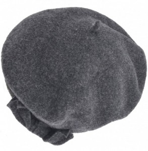 Berets Womens Beret 100% Wool French Beret Beanie Winter Hats Hy022 - Grey - CD18HMQADAE
