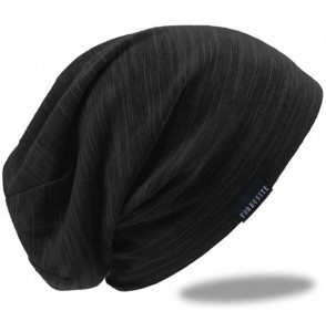 Skullies & Beanies Mens Slouchy Beanie Skull Cap Summer Thin Baggy Oversized Knit Hat B301 - B011h-black - CL18CK066N3