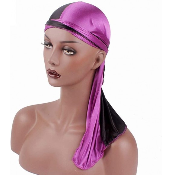 Skullies & Beanies Unisex Men Women's Fashion Velvet Bandana Hat Durag Rag Tail Headwrap Headwear - Purple 1 - CJ18TEC90WC