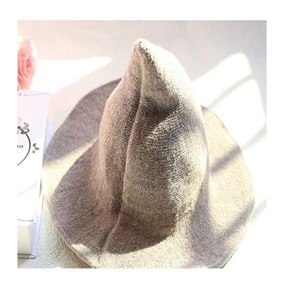 Skullies & Beanies Womens Witch Hat Knittes Wool Halloween Party Costume Cap Steeple Casual Hat - Grey - C318HYTHI7U
