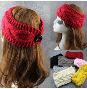 Headbands Women's Korean Style Headwear Head Wraps Crochet Twist Flower Elastic Headbands - Khaki - CC1270AQ4NZ