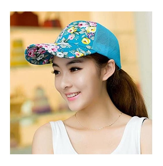 Baseball Caps Snapback Baseball Cap Floral Perforated Ball Caps Golf Hats Summer Mesh Hat for Women Teens Girls - Dark Blue -...