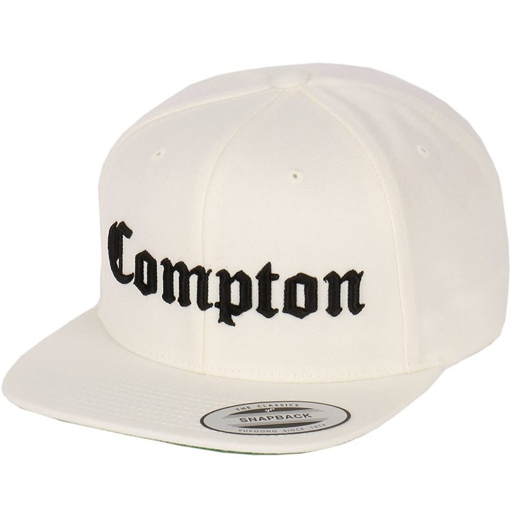 Baseball Caps Compton Embroidery Flat Bill Adjustable Yupoong Cap - Natural - C3129AOFFCP