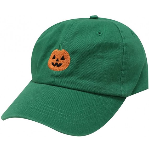 Baseball Caps Halloween Pumpkin Cotton Baseball Dad Caps - Kelly Green - CZ12M1OAE59