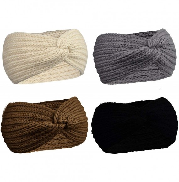 Headbands Crochet Turban Headband for Women Warm Bulky Crocheted Headwrap - C618LR3MSLN