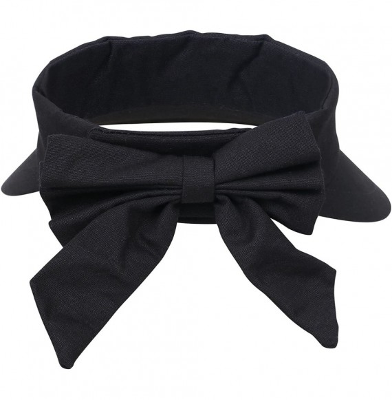 Sun Hats Women's Sportswear Sweat Absorbent Visor Hat w/Ribbon Bow - Black - CK18C5UIYEY