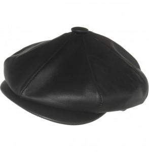 Newsboy Caps Made in USA Genuine Lambskin Newsboy Cap 8/4 Driver Hat Leather Gatsby - CJ187936ZU8