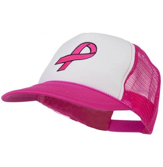 Baseball Caps Breast Cancer Logo Embroidered Foam Front Mesh Back Cap - Hot Pink White - CX11LUGZ2FN