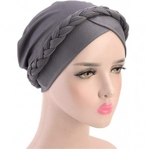 Skullies & Beanies Chemo Cancer Turbans Cap Twisted Braid Hair Cover Wrap Turban Headwear for Women - Single Braid Orange - C...