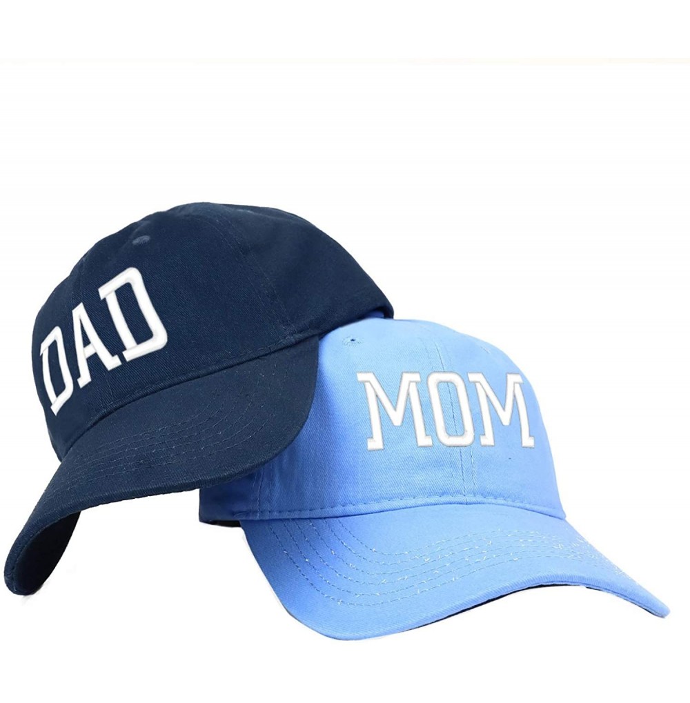 Baseball Caps Capital Mom and Dad Soft Cotton Couple 2 Pc Cap Set - Carolina Blue Navy - CC18I9Q6Z4T
