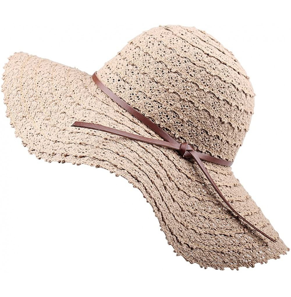 Sun Hats Summer Beach Sun Hats for Women UPF Woman Foldable Floppy Travel Packable UV Hat Cotton- Wide Brim Hat - A-khaki - C...