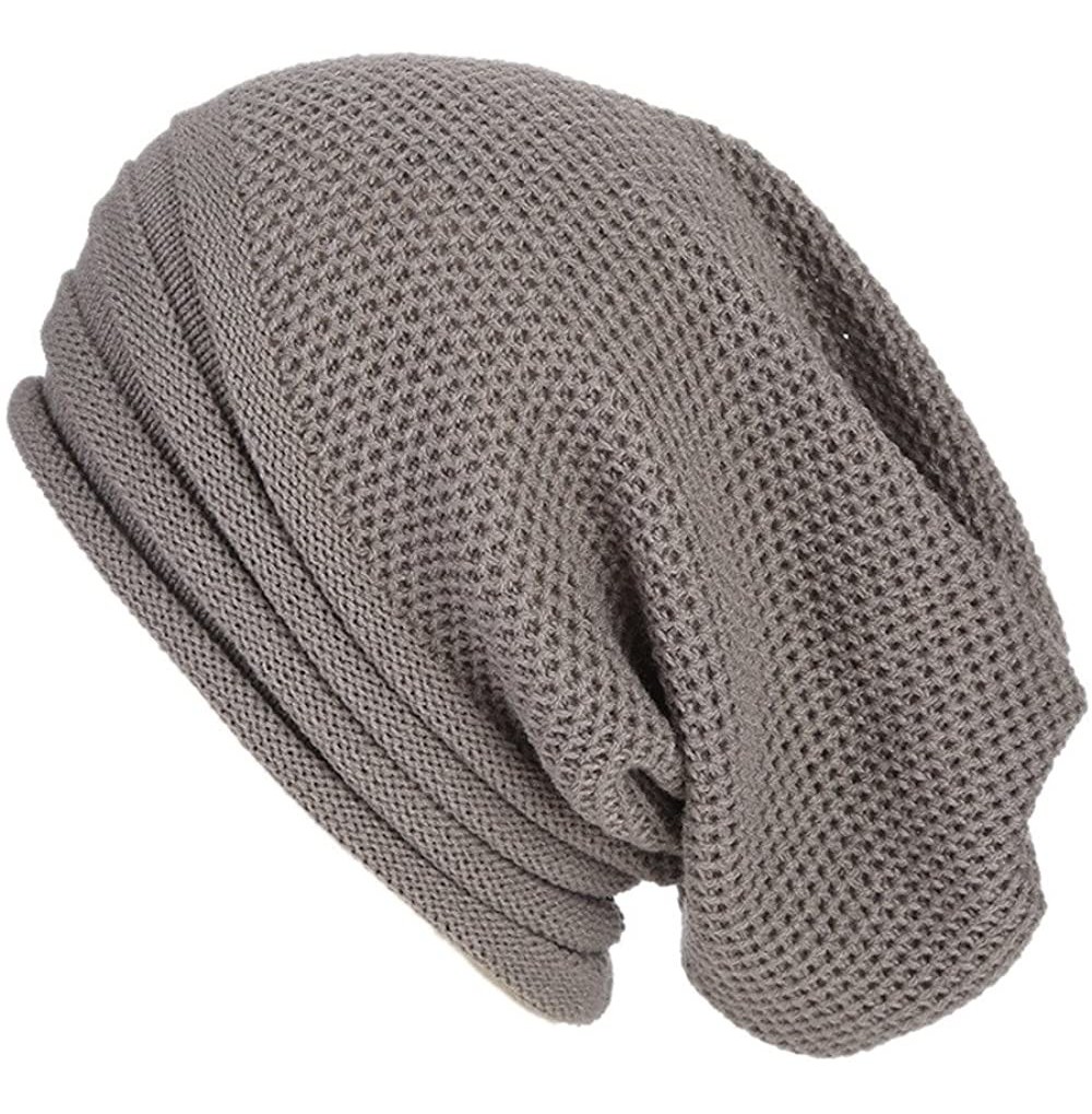 Skullies & Beanies Womens Caps Baggy Warm Crochet Winter Wool Knit Ski Beanie Skull Slouchy Caps Hat - Gray - C718IE2YZNQ