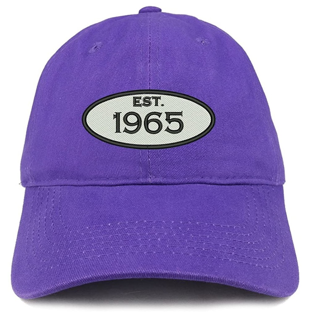 Baseball Caps Established 1965 Embroidered 55th Birthday Gift Soft Crown Cotton Cap - Purple - CO180L8N2RG