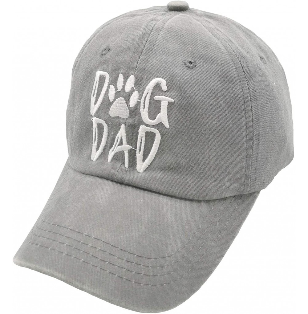Baseball Caps Men's Dog Dad Embroidered Washed Adjustable Baseball Cap Dog Lover Hat - Dog Dad Embroidered - Gray - CV18ZZW95OH