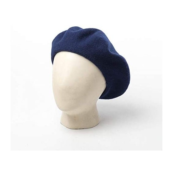 Berets Men's Unisex Adults Solid Color Wool Artist French Beret Hat - Navy Blue - CJ18L2AE4Z5
