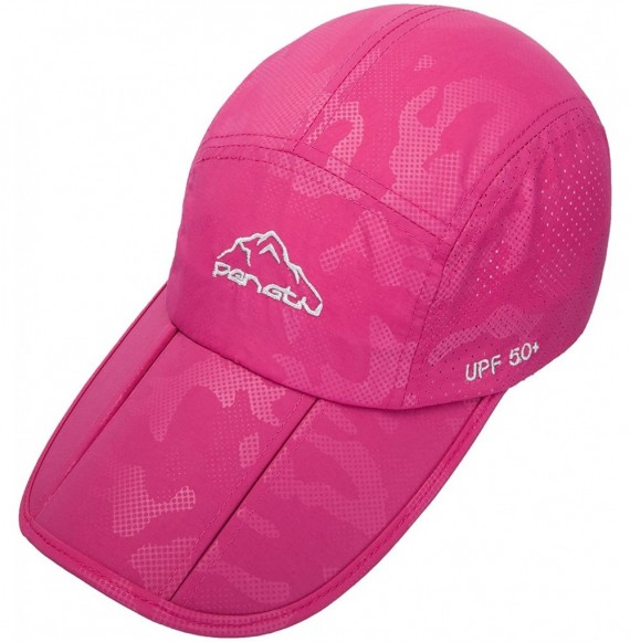 Sun Hats UPF50+ Protect Sun Hat Unisex Outdoor Quick Dry Collapsible Portable Cap - C-rose Red - CF182XQRGIM