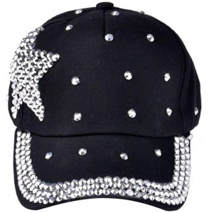 Baseball Caps Caps- Boy Girls 2016 Fashion Rhinestone Star Shaped Snapback Baseball Cap Hat - Black - CT12DYRAMLX