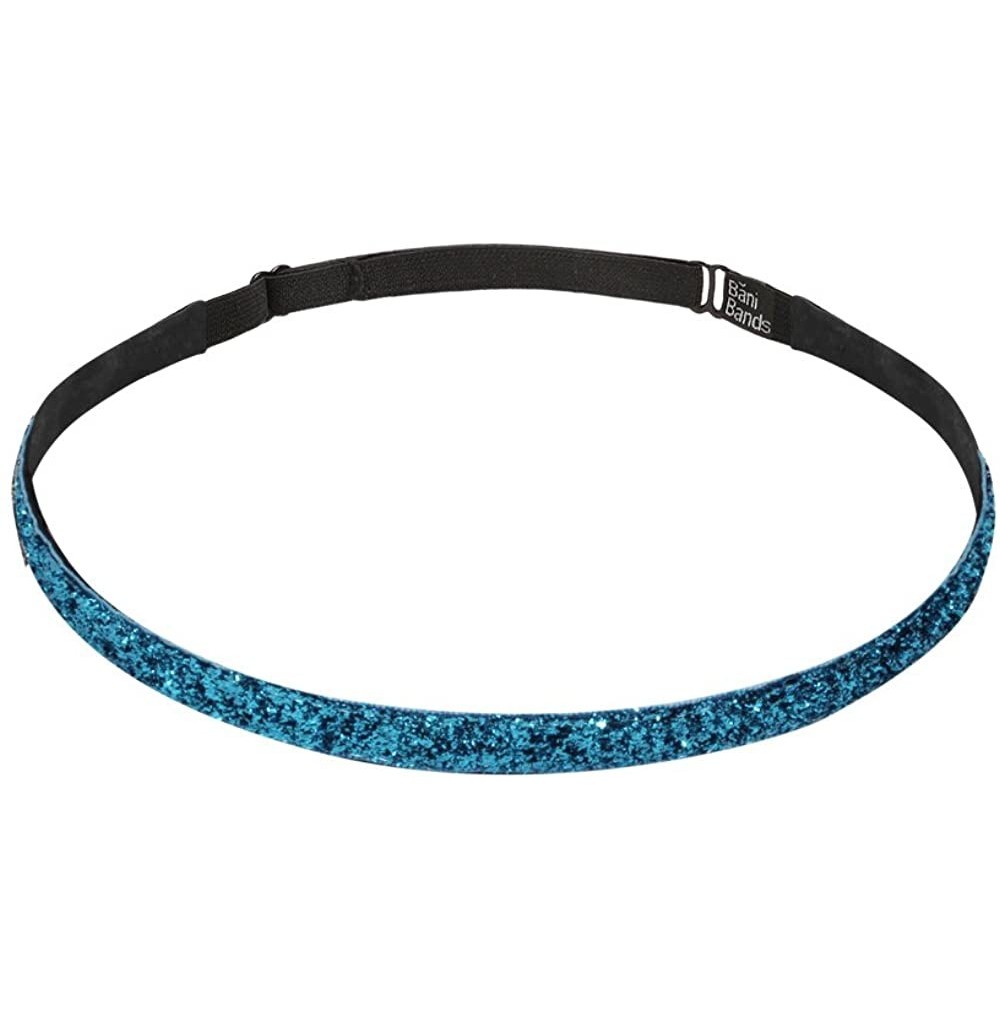 Headbands Women's Glitter Skinny Adjustable Headband with Non-Slip Lining - GLITTER-Turquoise - C511EAPXBZN