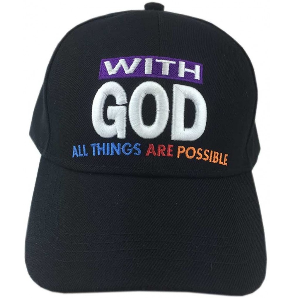 Baseball Caps Christian with God All Things are Possible Cap Hat - Black - CL12JBZFU4H