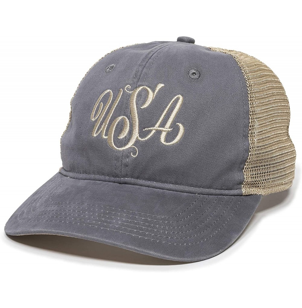 Baseball Caps USA Embroidered Snapback Hat - Adjustable Mesh Back Baseball Cap for Women - Gray - CN18WYZD0OS