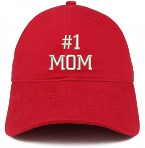 Baseball Caps Number 1 Mom Embroidered Low Profile Soft Cotton Baseball Cap - Red - CO184UUEZX5