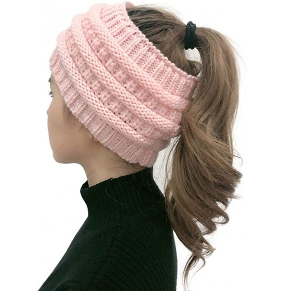 Skullies & Beanies Women Cable Knit Ear Muffs- Thick Crochet Ear Warmer Wide Headwrap Headband for Winter Teens Girls - Pink ...